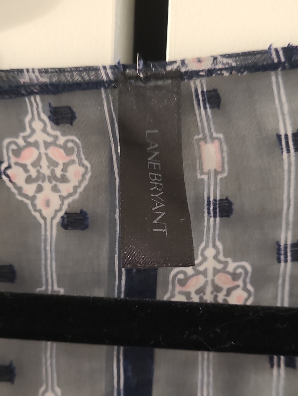 Lane Bryant Navy Sheer Patterned Kimono Cover-Up - Picture 2 of 2
